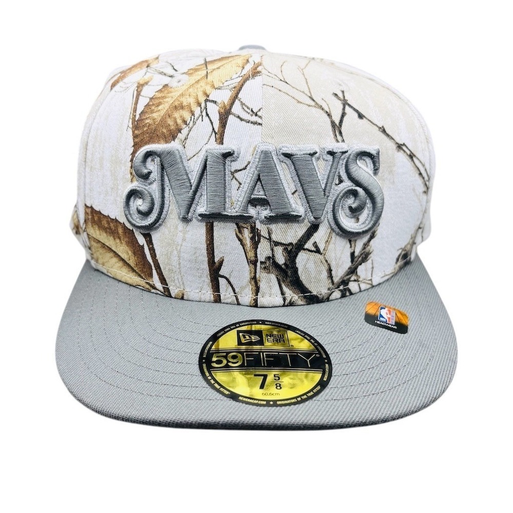 New‎ Era Dallas Mavericks Fitted Hat Camo Gray Flat Brim Size 7 5/8